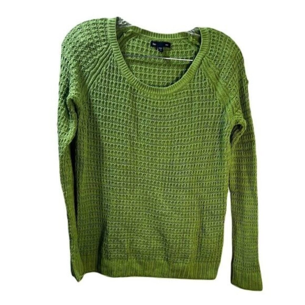 Green Waffle Knit Long Sleeve‎ Sweater Womens M